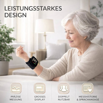Handgelenk-Blutdruckmessgerät | Digitales Blutdruckmessgerät | Wiederaufladbar mit Touch-Funktion | Tensavio