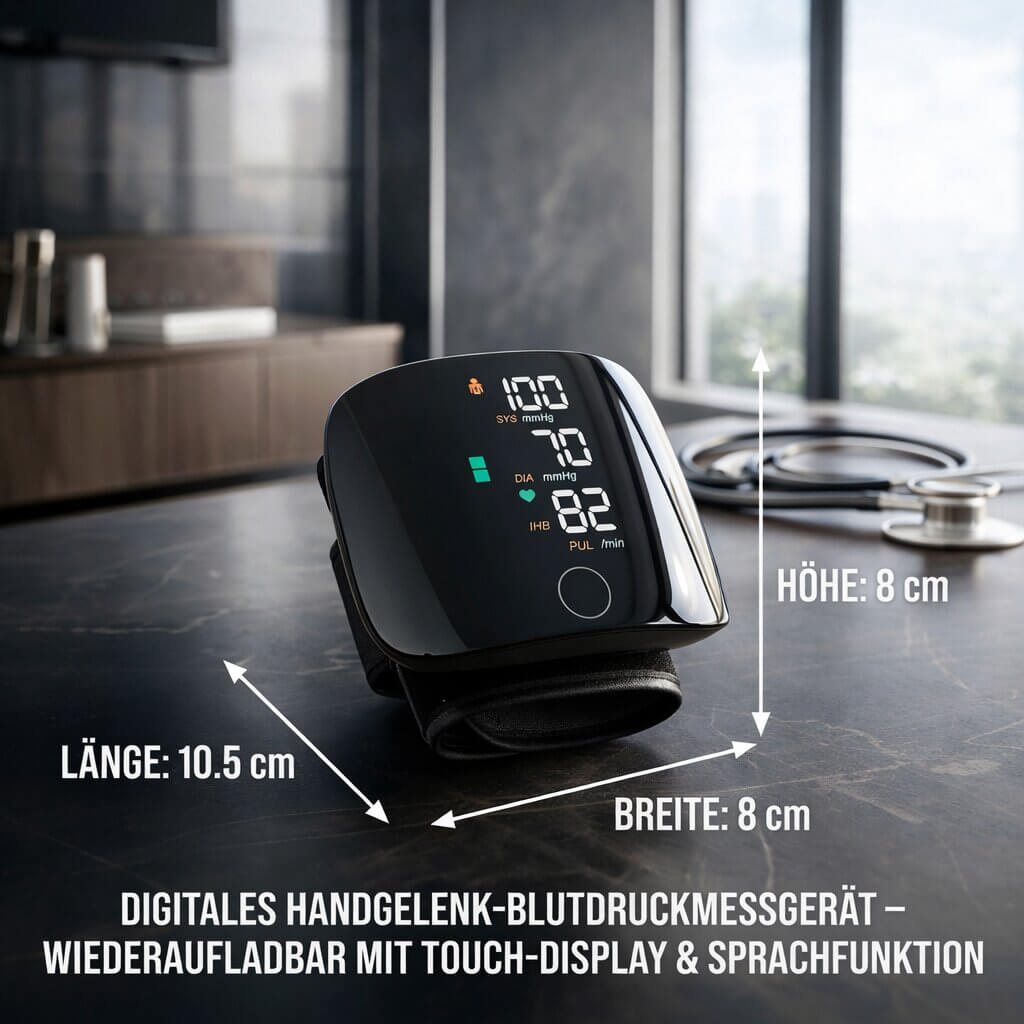 Wrist Blood Pressure Monitor | Digital Blood Pressure Meter | Rechargeable with Touch Function | Tensavio