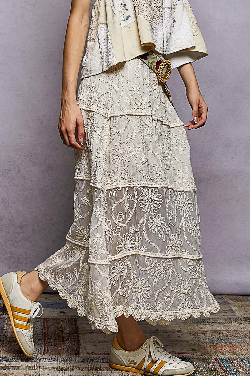 POL Floral Bestickter Stufenrock für Damen