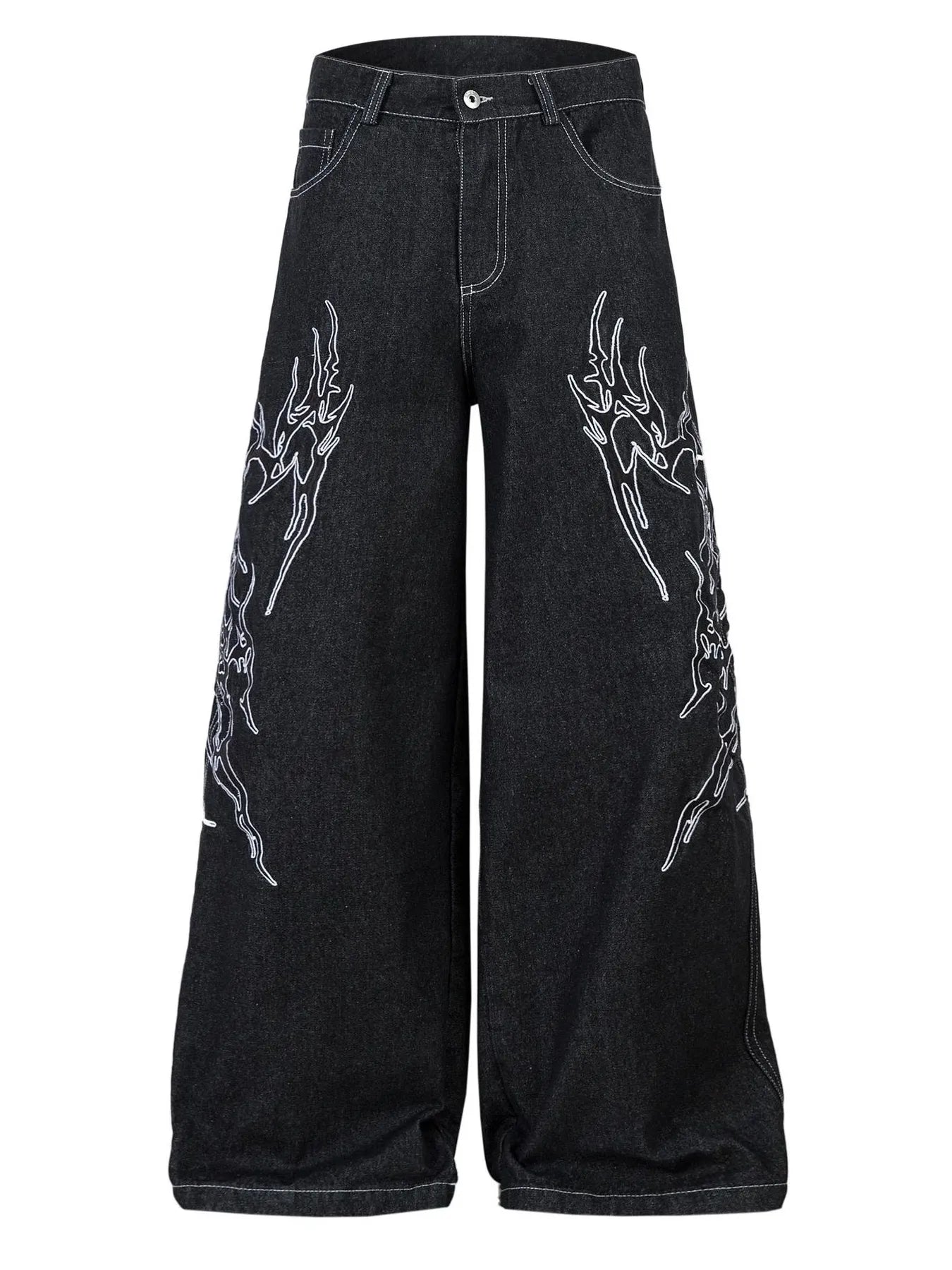 Herren Bestickte Weite Baggy-Jeans