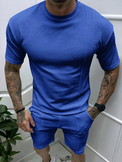 Herren T-Shirt mit Rundhalsausschnitt und Shorts Set in Übergröße