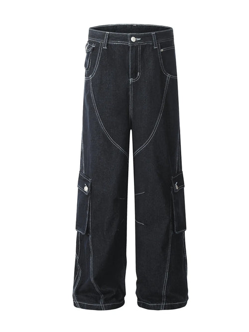 Herren Cargo Straight Jeans mit Kontrastnähten