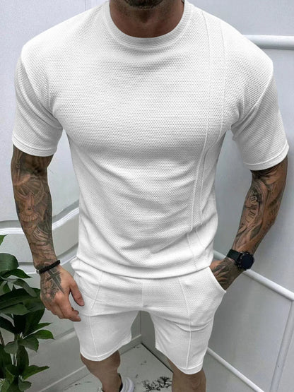Herren T-Shirt mit Rundhalsausschnitt und Shorts Set in Übergröße