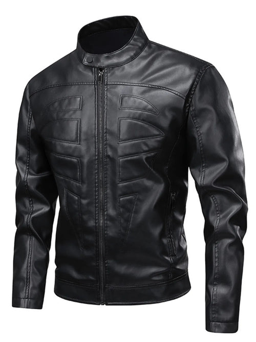 Herren Lederjacke mit Reißverschluss in Übergröße