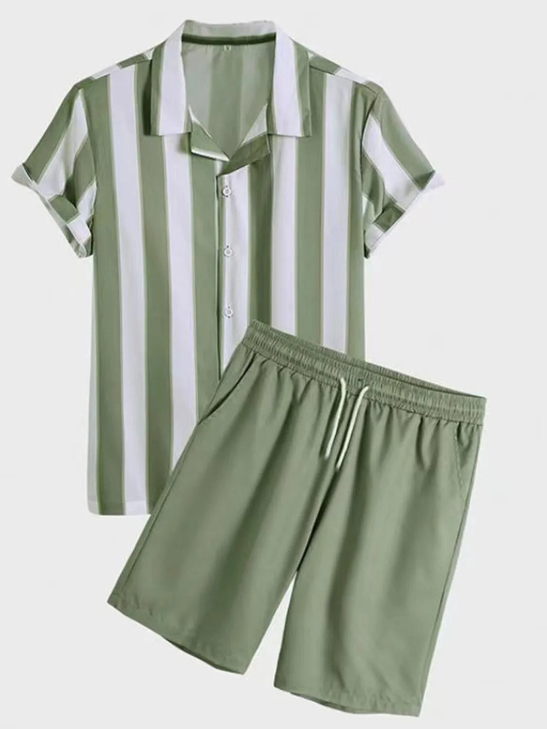 Herren Hemd und Shorts Set in Übergröße mit Streifen