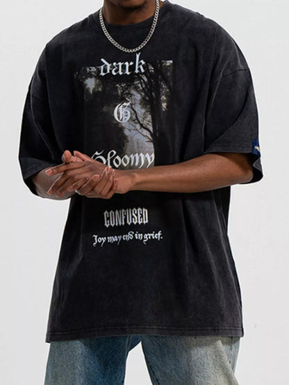 Herren Graphic Oversized Gewaschenes T-Shirt