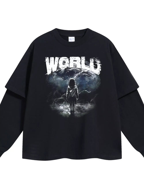 Herren World Graphic Langarm-T-Shirt