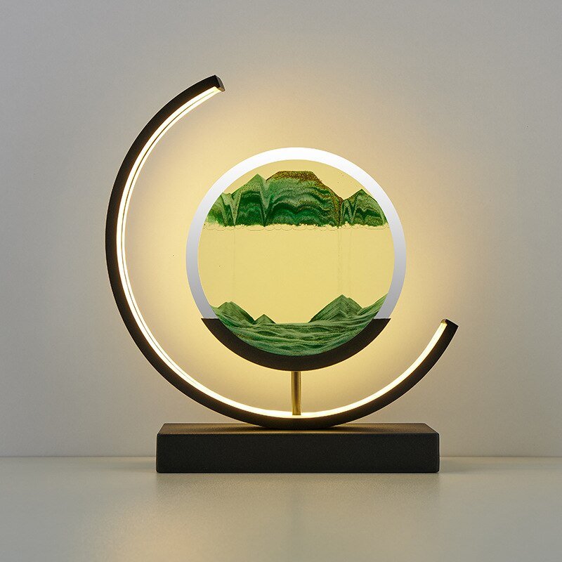 Dekorative LED Tischlampe | Moderne Designerlampe | Rotierendes Sandbild | SandScape