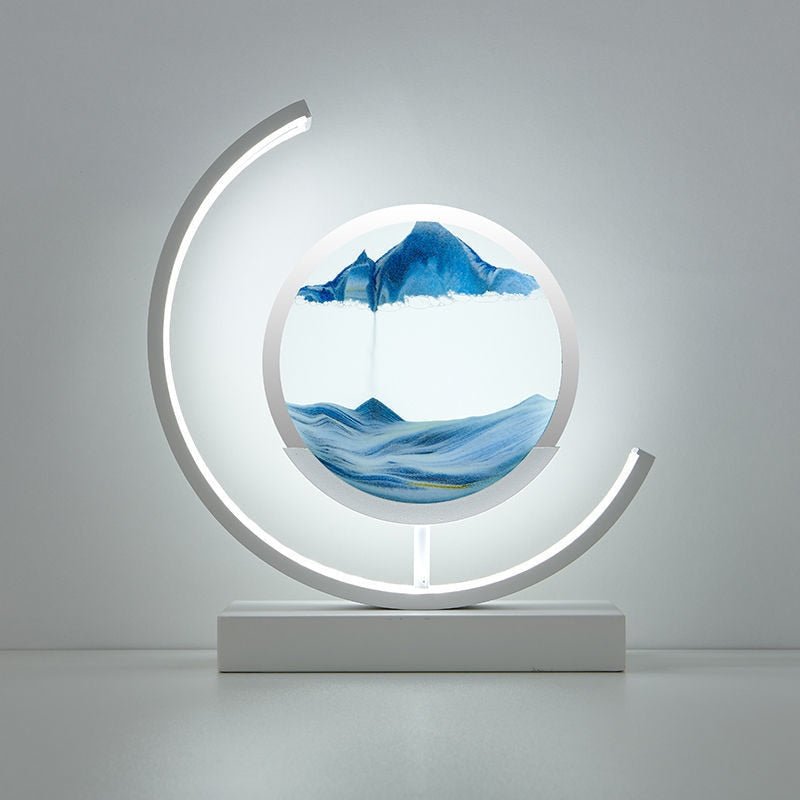 Dekorative LED Tischlampe | Moderne Designerlampe | Rotierendes Sandbild | SandScape