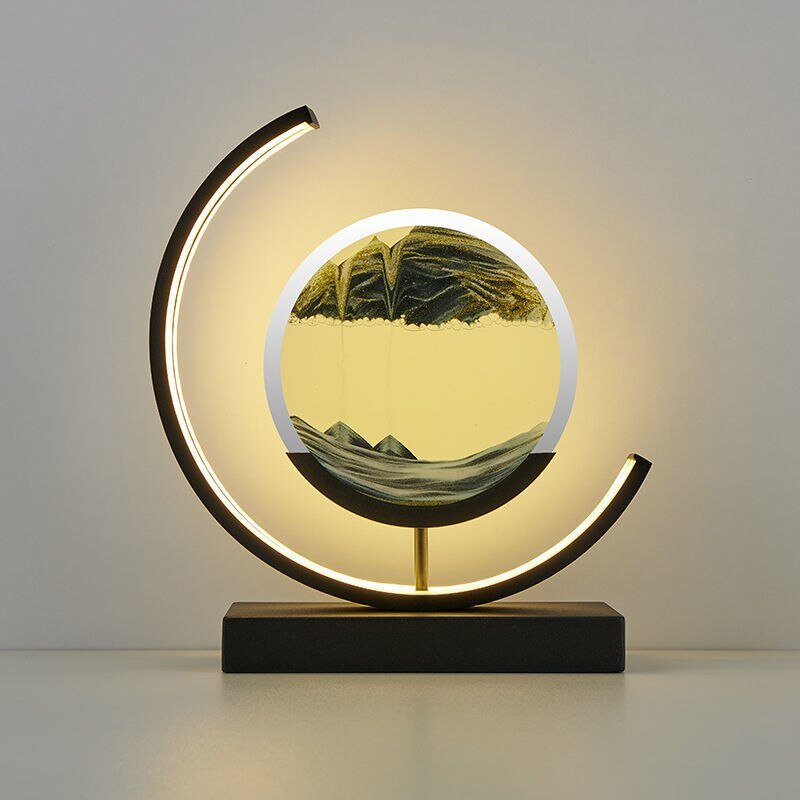 Dekorative LED Tischlampe | Moderne Designerlampe | Rotierendes Sandbild | SandScape