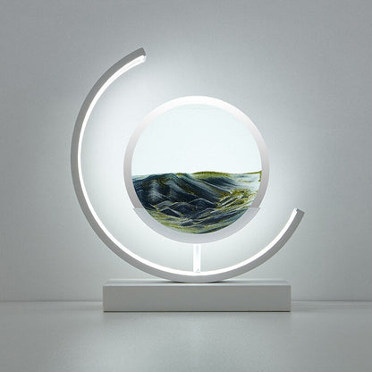 Dekorative LED Tischlampe | Moderne Designerlampe | Rotierendes Sandbild | SandScape
