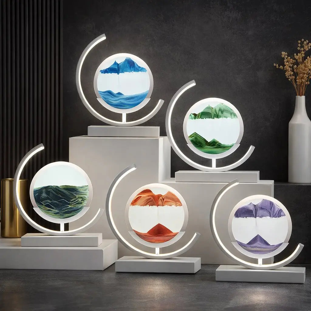 Decorative LED Table Lamp | Modern Designer Lamp | Rotating Sand Picture | SandScape