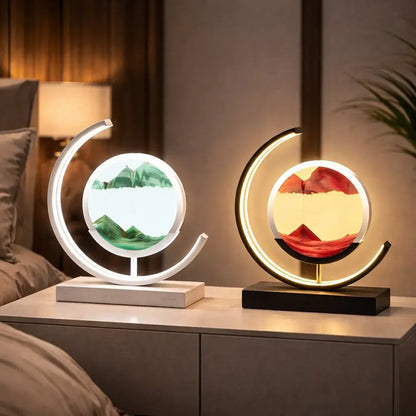 Dekorative LED Tischlampe | Moderne Designerlampe | Rotierendes Sandbild | SandScape