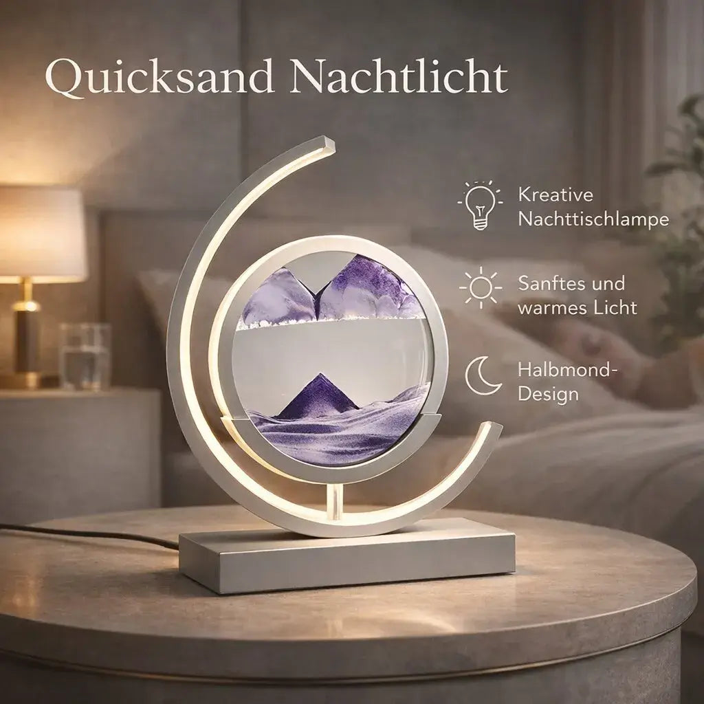 Dekorative LED Tischlampe | Moderne Designerlampe | Rotierendes Sandbild | SandScape