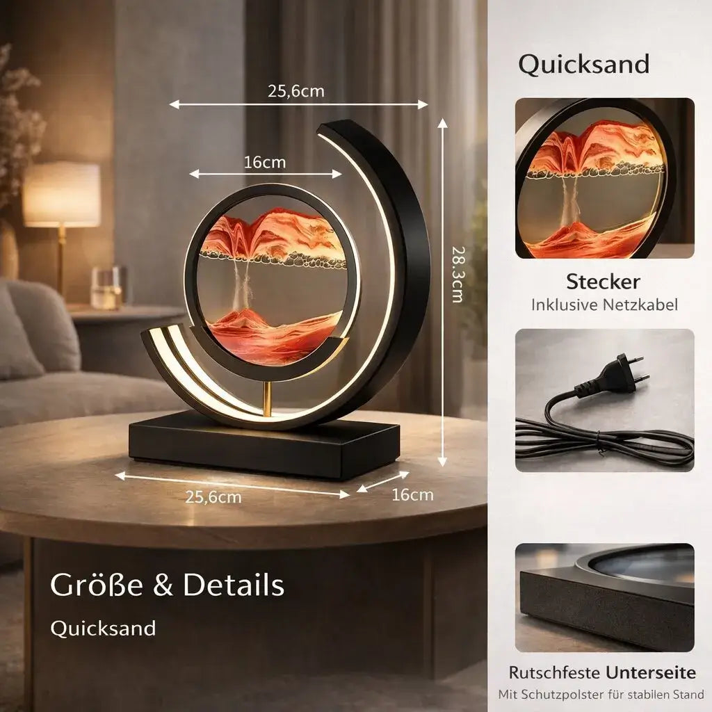 Dekorative LED Tischlampe | Moderne Designerlampe | Rotierendes Sandbild | SandScape