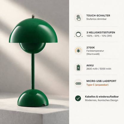Designer Table Lamp | LED Table Light | Nightstand Lamp | Dimmable & Cordless | Lumora