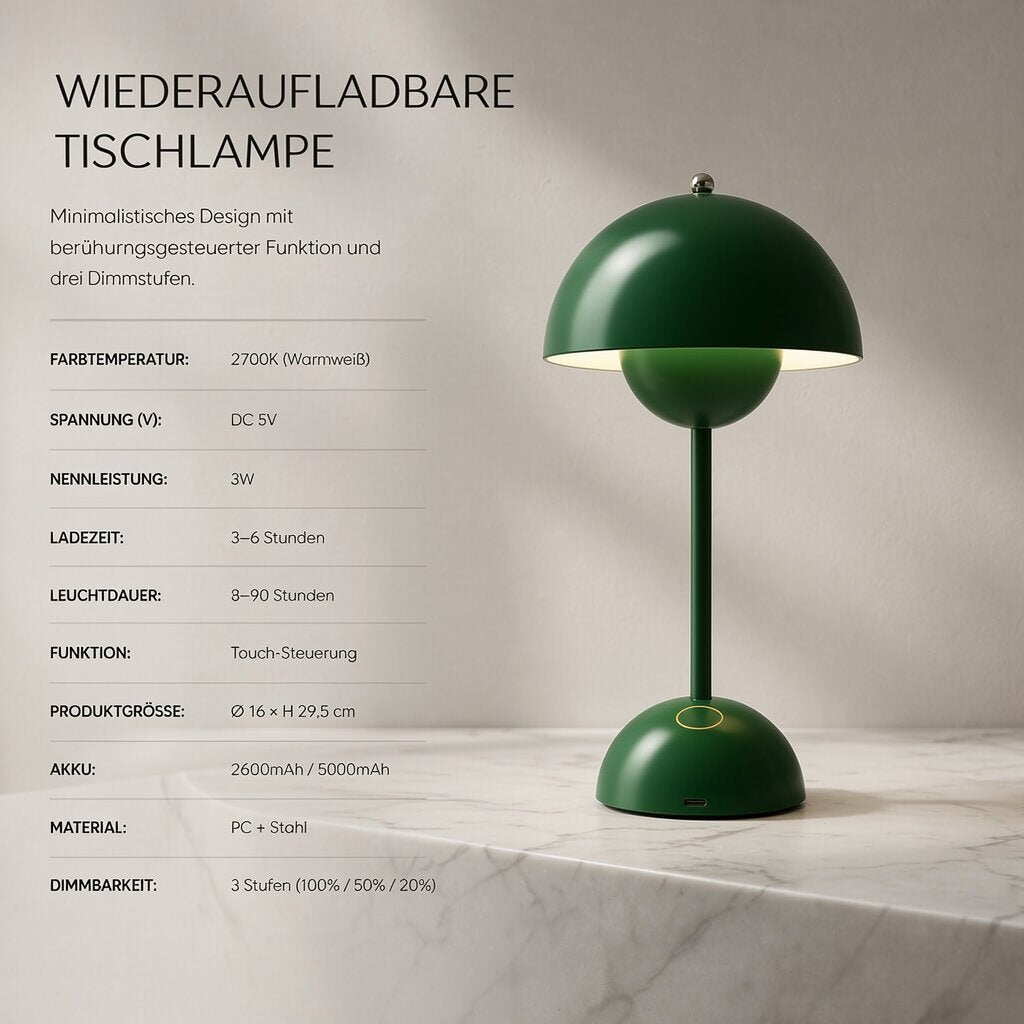 Designer Table Lamp | LED Table Light | Nightstand Lamp | Dimmable & Cordless | Lumora
