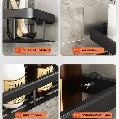 Duschablage Ohne Bohren | Duschregal | Shampoo Halter für Dusche | Ablux