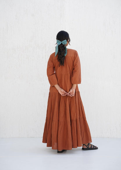 Organic Cotton V Neck Maxi Boho Tunic with Pockets