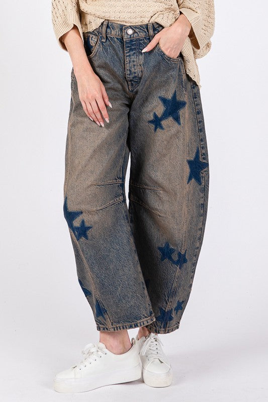 SAGE + FIG Star Weite Beinform Damenjeans mit Taschen Klein