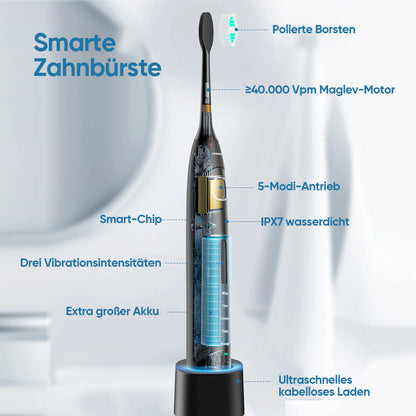 Elektrische Zahnbürste mit 6 Reinigungsmodi | Ultraschallzahnbürste für Erwachsene & Kinder | ZahnKlar