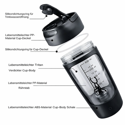 Electric Protein Shaker | Self-Stirring Shaker Cup | USB Mixer Cup | Mixadel