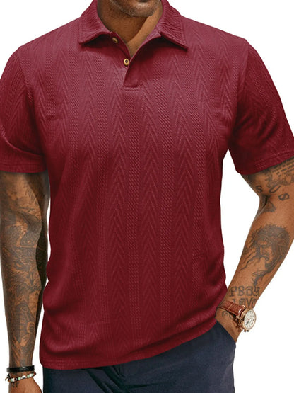 Herren Klassisches Chevron Strukturiertes Polo-Shirt