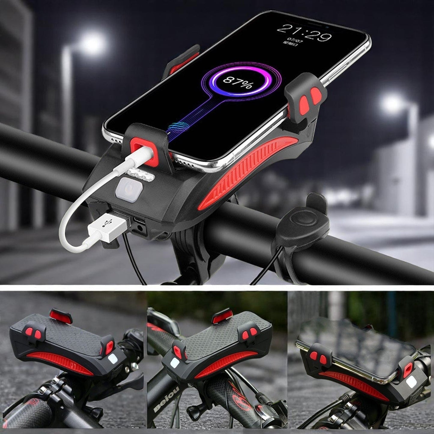 Bicycle Light with Phone Holder & Power Bank | Front Bicycle Lighting | PowerRide