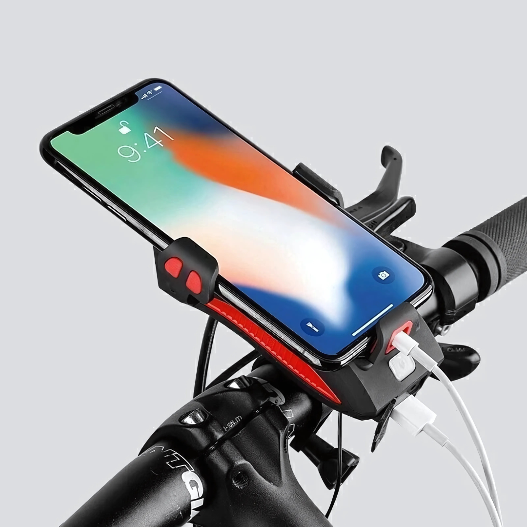 Bicycle Light with Phone Holder & Power Bank | Front Bicycle Lighting | PowerRide