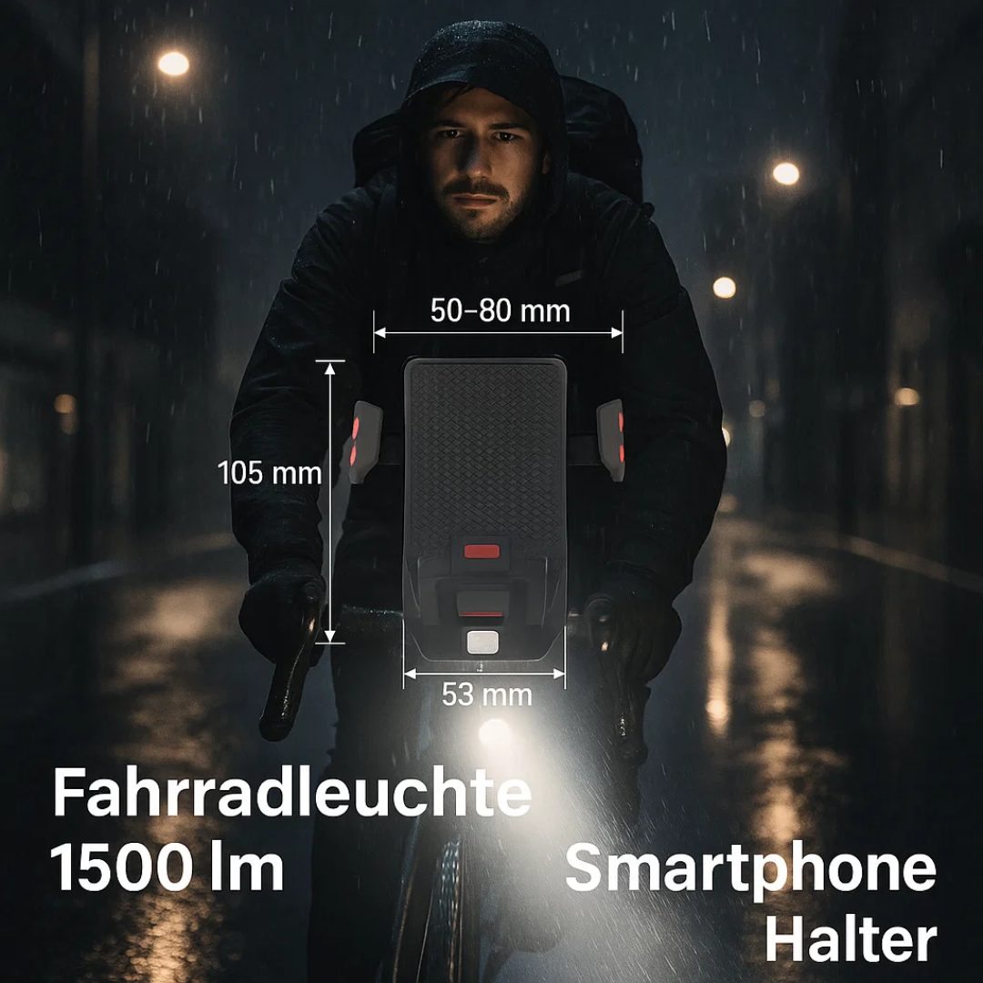 Bicycle Light with Phone Holder & Power Bank | Front Bicycle Lighting | PowerRide