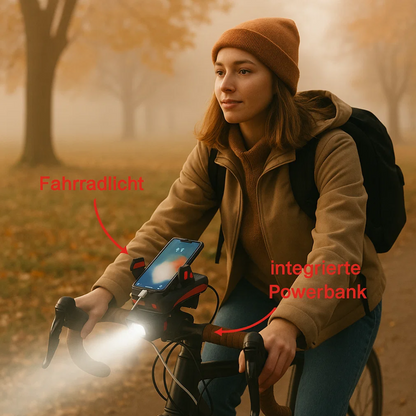 Bicycle Light with Phone Holder & Power Bank | Front Bicycle Lighting | PowerRide