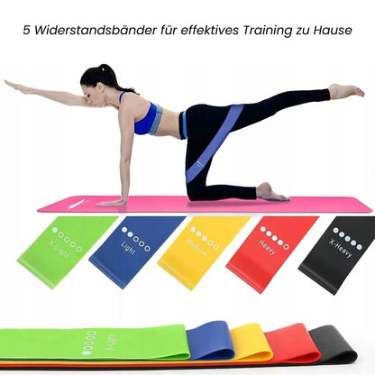 Fitnessbänder 5-teiliger Satz bis zu 25 kg | Widerstandsbänder für Zuhause | Sport-Gummibänder | Bandix