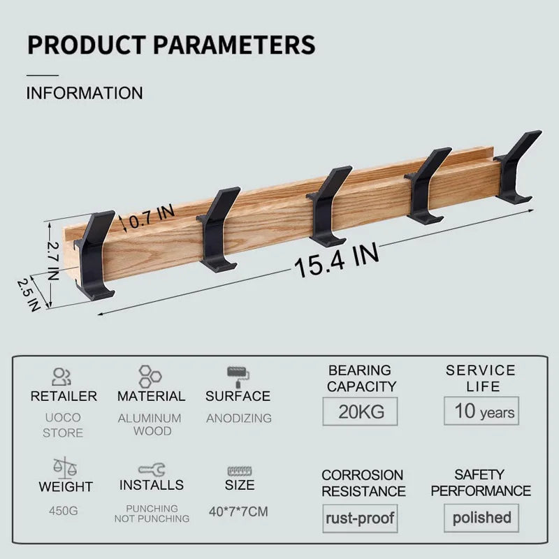 Coat Hook | Modern Coat Rack | Wooden Wall Coat Rack | NordHaken
