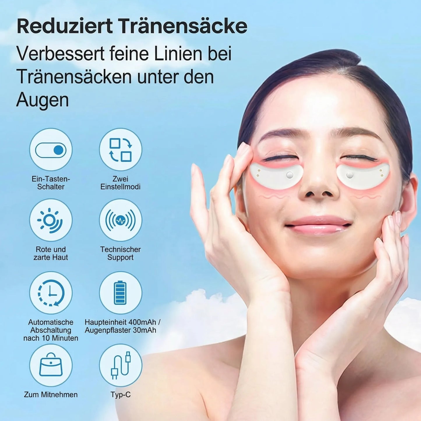 Gerät gegen Augenringe & Schwellungen durch Rotlichttherapie | Augenia