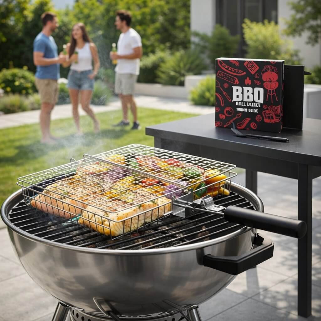 Grillkorb für Fleisch, Fisch & Gemüse | Edelstahl Grillzubehör für BBQ | FlammenWerk