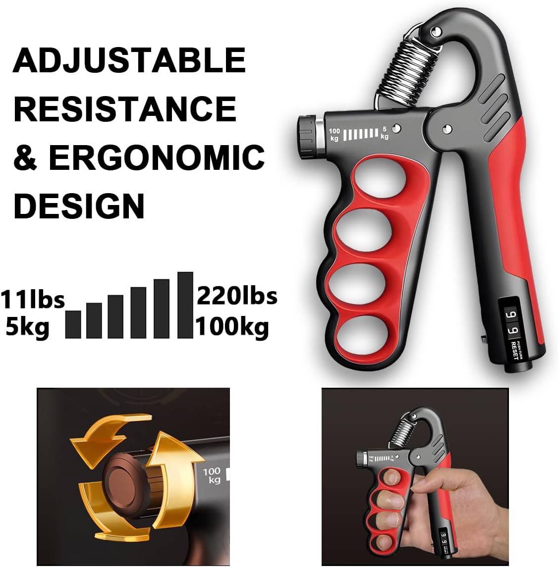 Forearm Trainer | Hand Trainer | Grip Strength Trainer up to 100 kg | SteelGrip