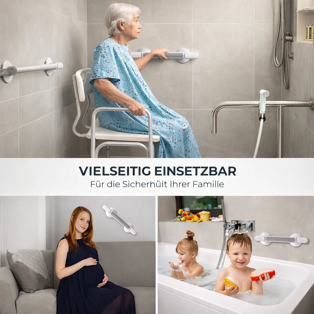 Grab bar for shower, bathtub, or toilet | Suction cup handle for seniors without drilling | SeniGrip