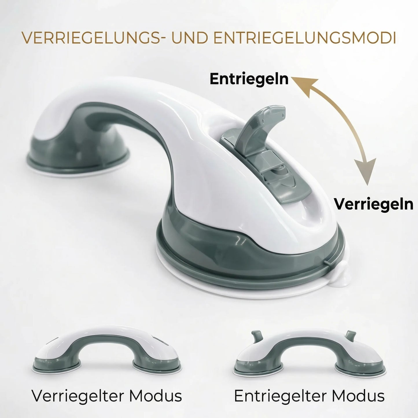 Grab Bar for Shower, Bathtub, or Toilet with Suction Cup | Bathtub Grip for Seniors Without Drilling | GripSicher