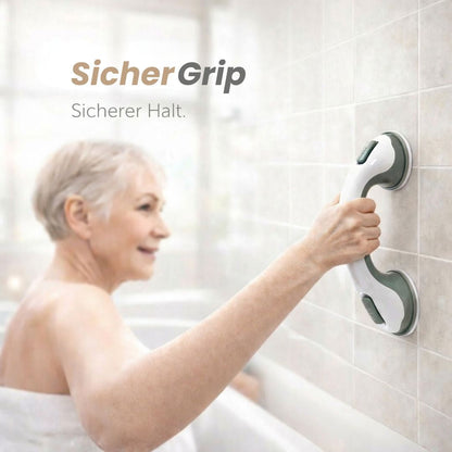 Grab Bar for Shower, Bathtub, or Toilet with Suction Cup | Bathtub Grip for Seniors Without Drilling | GripSicher