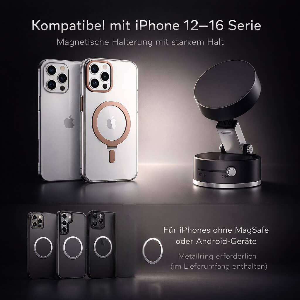 Car Phone Holder with Suction Cup | Magnetic Phone Holder with 360° Rotation | Vantrel