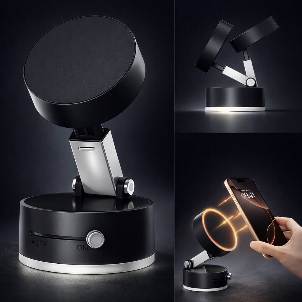 Car Phone Holder with Suction Cup | Magnetic Phone Holder with 360° Rotation | Vantrel