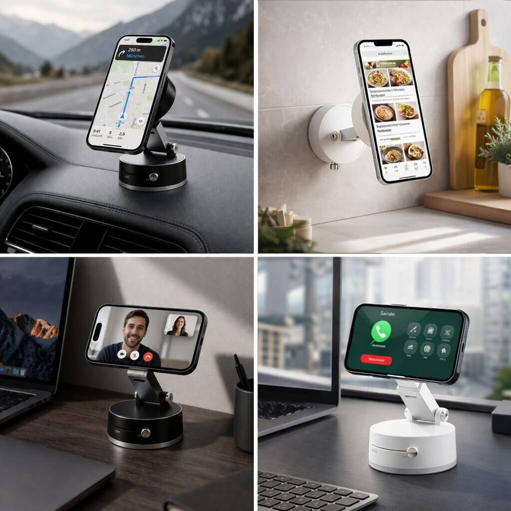 Car Phone Holder with Suction Cup | Magnetic Phone Holder with 360° Rotation | Vantrel