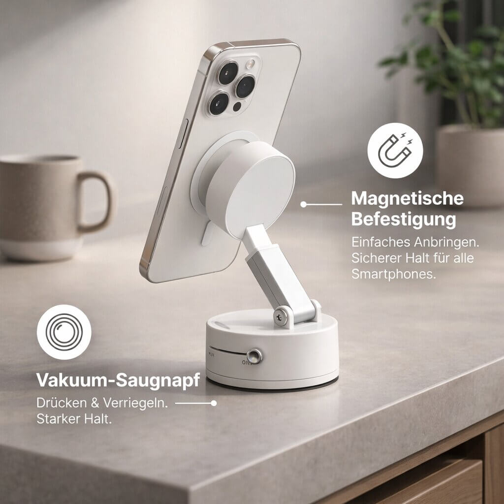 Car Phone Holder with Suction Cup | Magnetic Phone Holder with 360° Rotation | Vantrel