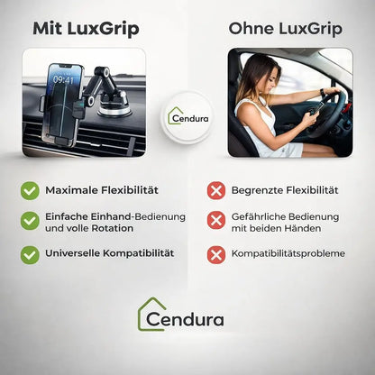 Auto-Handyhalter | Handyhalter mit Saugnapf & 360°-Drehung | LuxGrip