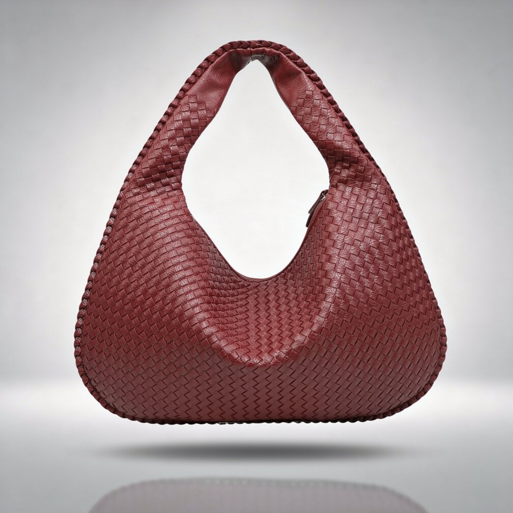Braided Leather Hobo Bag with Zipper | Shoulder Bag for Women | Flecture