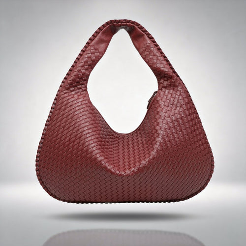 Braided Leather Hobo Bag with Zipper | Shoulder Bag for Women | Flecture
