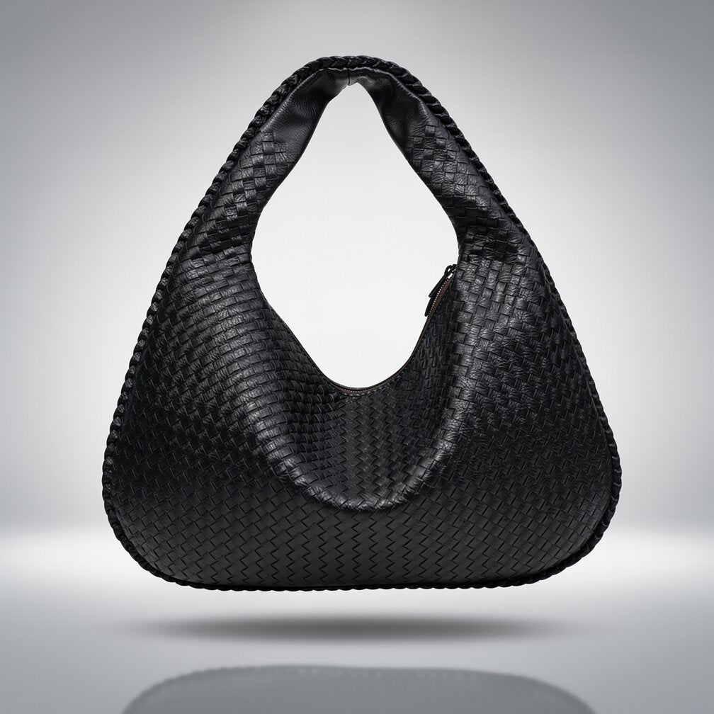 Braided Leather Hobo Bag with Zipper | Shoulder Bag for Women | Flecture