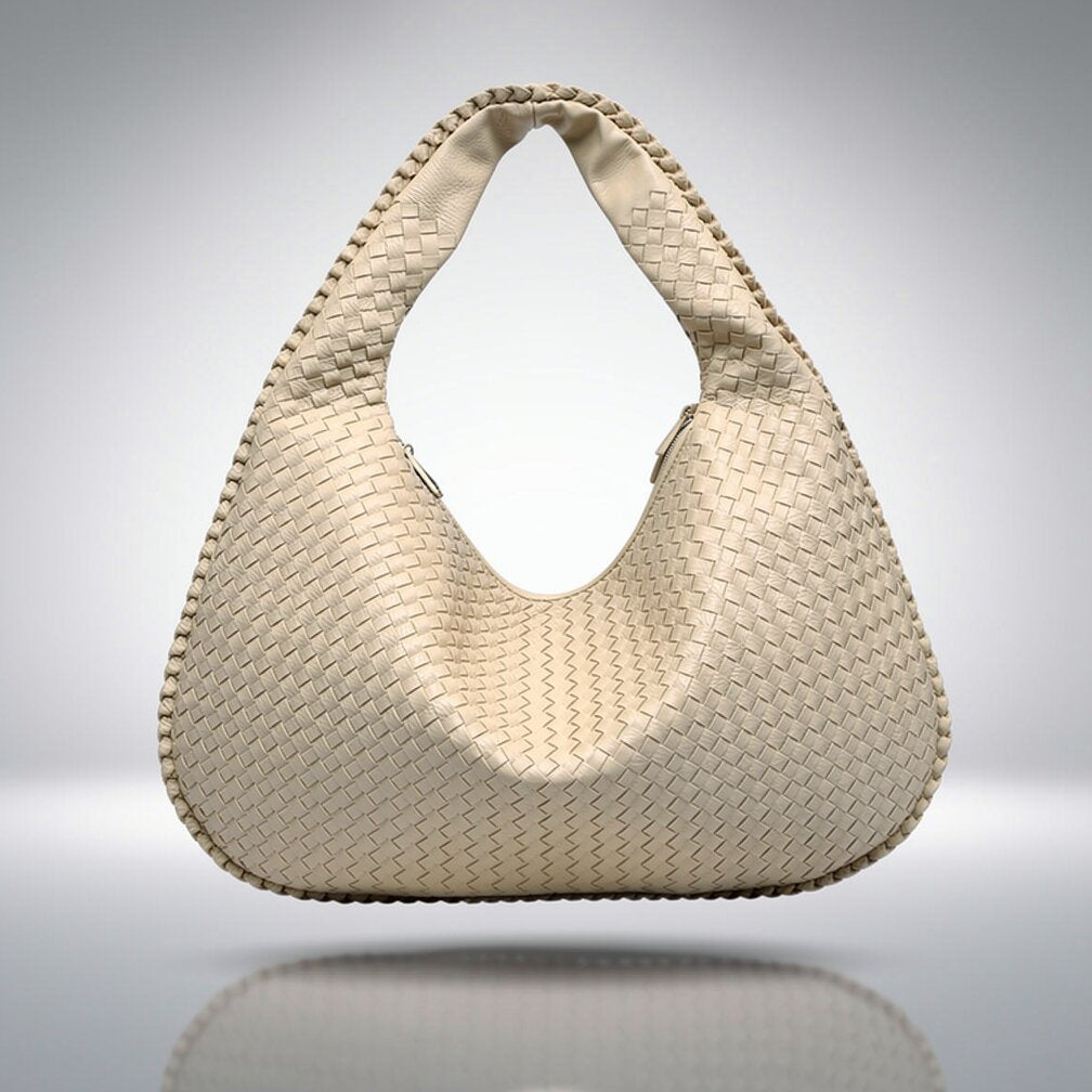Braided Leather Hobo Bag with Zipper | Shoulder Bag for Women | Flecture
