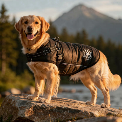 Hundemantel für den Winter | Wintermantel für Hunde | Hundejacke mit Geschirr | Fellmantel