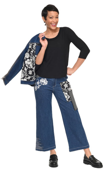 Tulip Clothing Clarissa Damen Denimjacke mit Ernteblumen